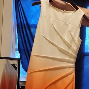 Calvin Klein sleeveless size 2 Ombre orange white dress